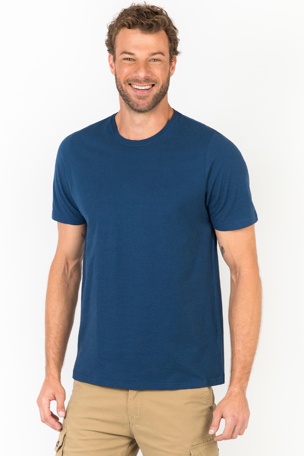 T-shirt elastano comfort Soccer - azul marinho