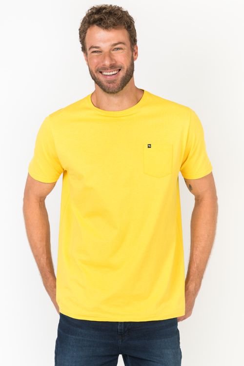 T-Shirt Básica Comfort Com Bolso Amarela