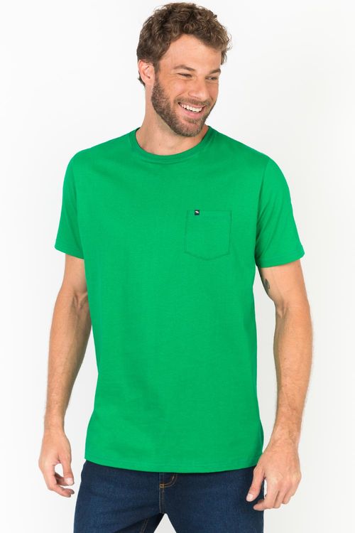 T-Shirt Básica Comfort Com Bolso Verde Bandeira