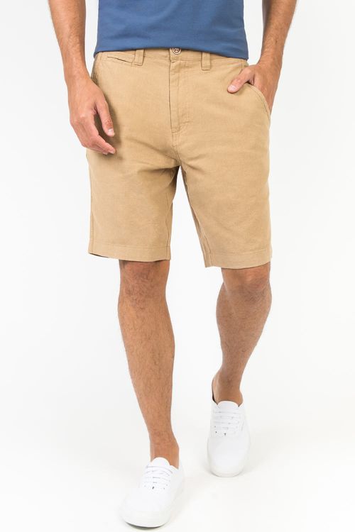 Bermuda Chino De Linho Khaki