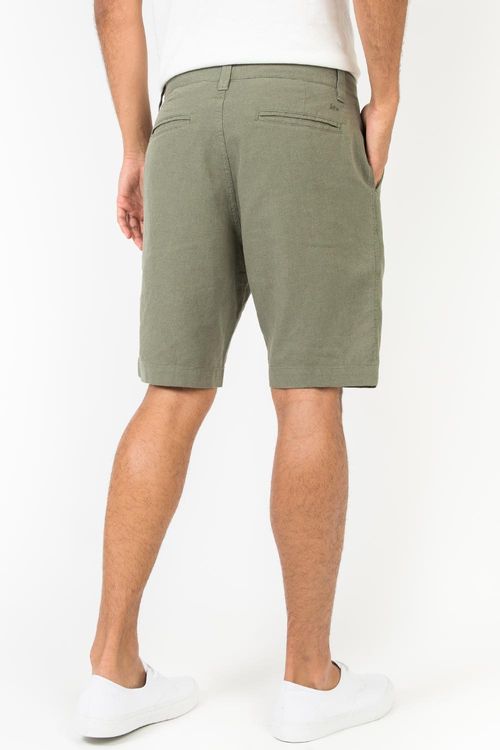 Bermuda Chino De Linho Verde Militar