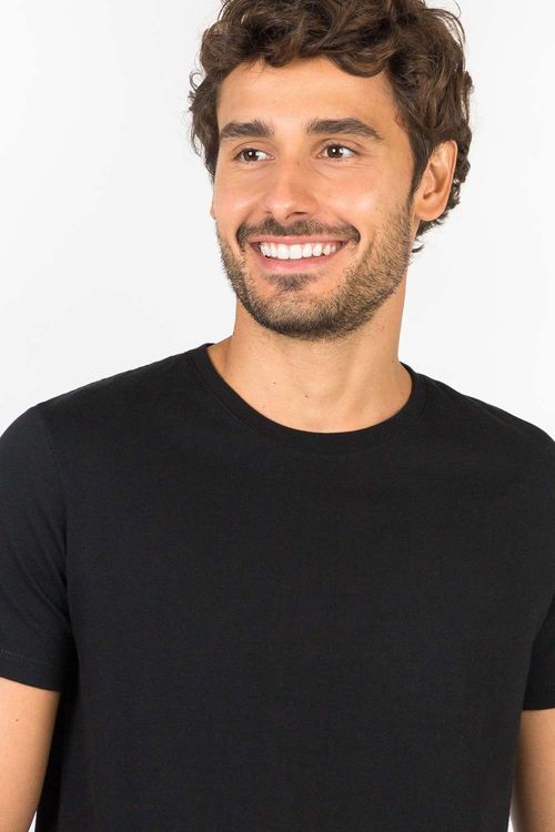 T-Shirt Básica Fit Premium Sem Costura Preta