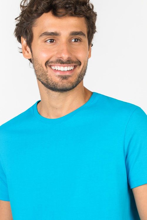 T-Shirt Básica Premium Sem Costura Azul Turquesa