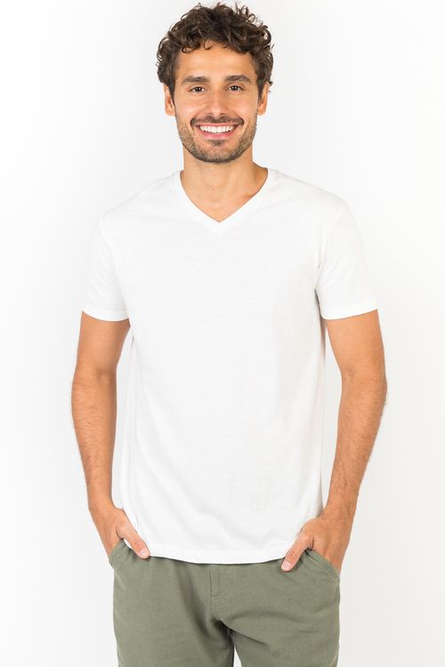 T-Shirt Básica Premium Sem Costura Lateral Cru