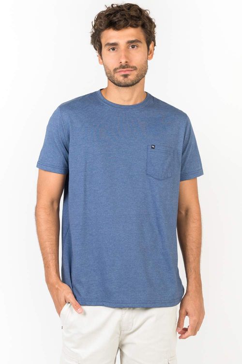 T-Shirt Básica Com Bolso Azul Marinho