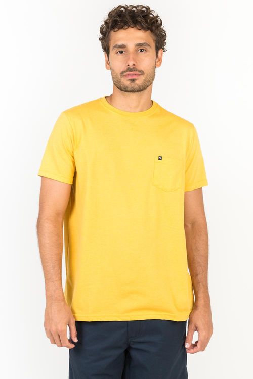 T-Shirt Básica Com Bolso Amarelo Escuro