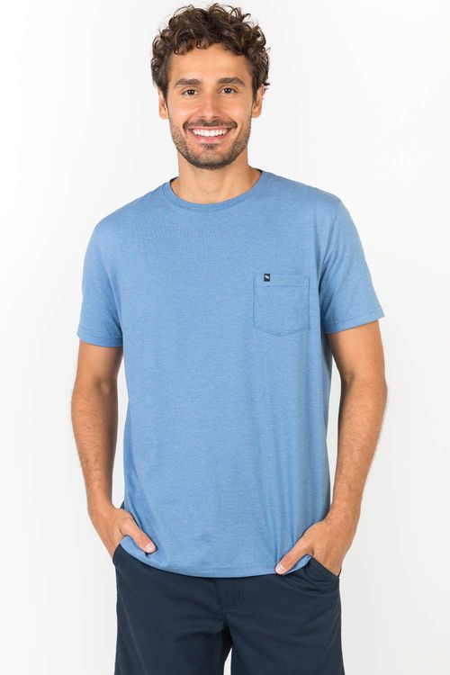 T-Shirt Básica Com Bolso Azul Royal