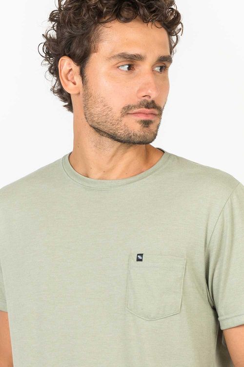 T-Shirt Básica Com Bolso Verde