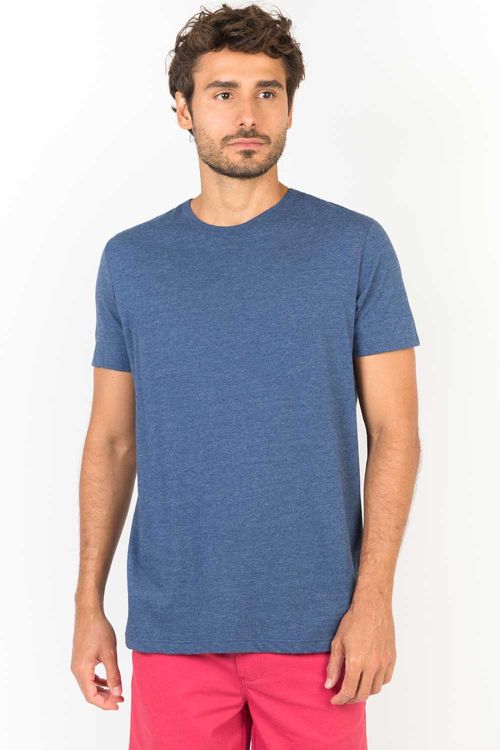 T-Shirt Básica Premium Sem Costura Lateral Azul