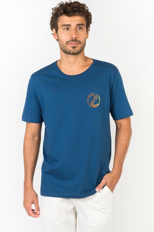 T-Shirt Estampada Tubarão Azul Marinho