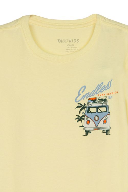 T-Shirt Infantil Estampada Kombi Amarelo Claro