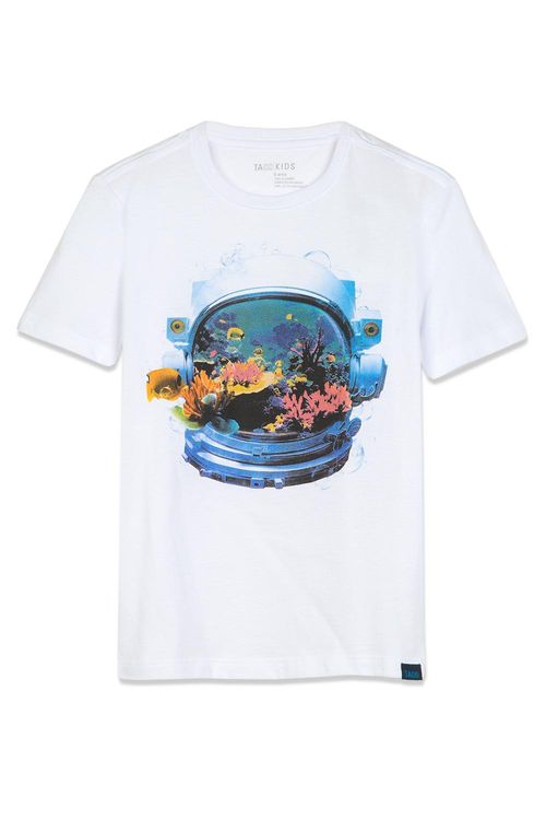 T-Shirt Infantil Estampada Aquario Branca