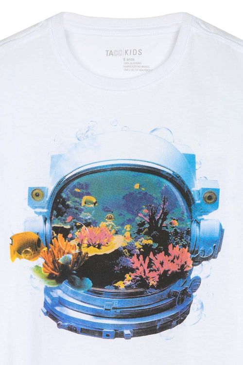 T-Shirt Infantil Estampada Aquario Branca