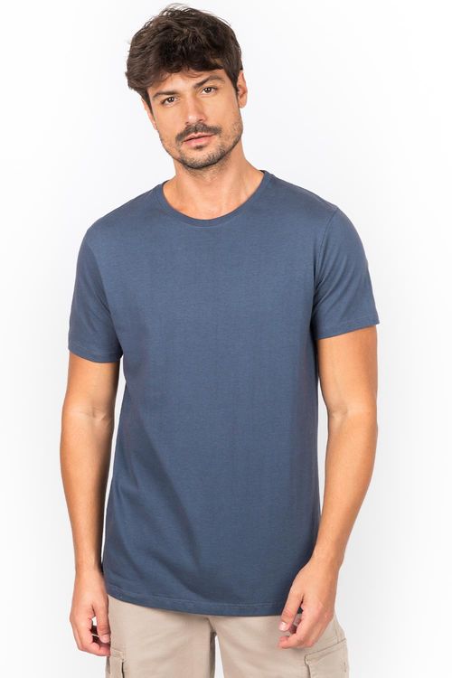 T-Shirt Básica Premium Sem Costura Azul Jeans