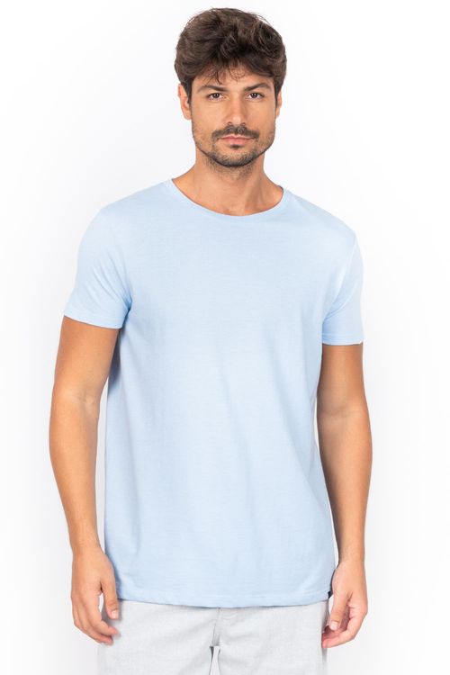 T-Shirt Básica Premium Sem Costura Lateral Azul Clara