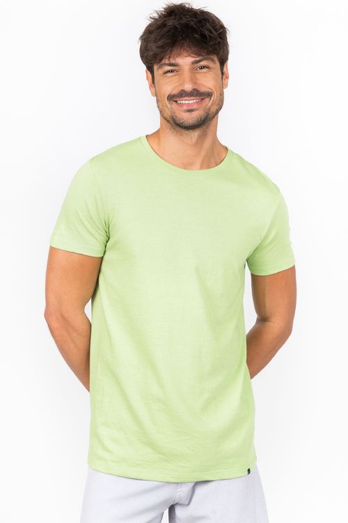 T-Shirt Básica Premium Sem Costura Lateral Verde Clara