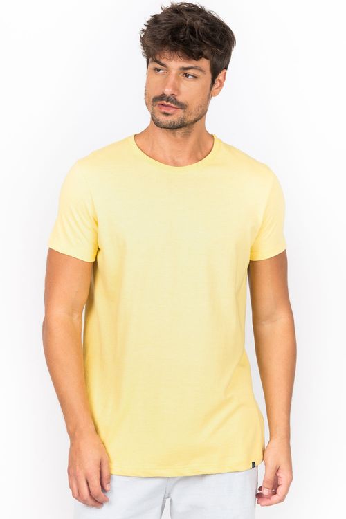 T-Shirt Básica Premium Sem Costura Lateral Amarela