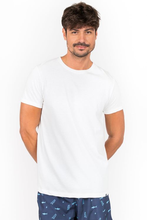T-Shirt Básica Premium Sem Costura Lateral Cru