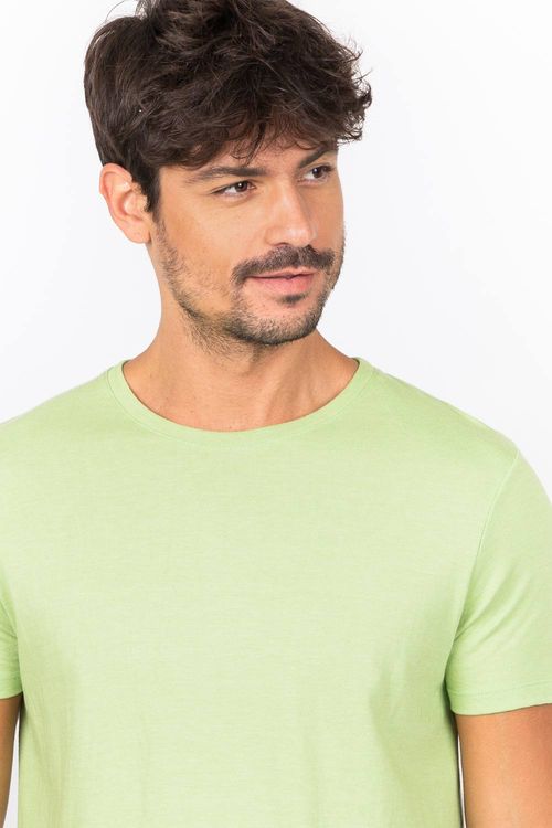 T-Shirt Básica Premium Sem Costura Lateral Verde Clara