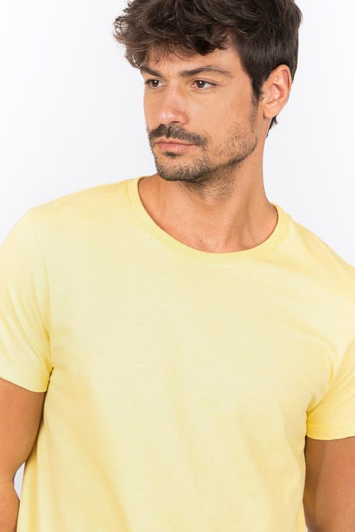 T-Shirt Básica Premium Sem Costura Lateral Amarela