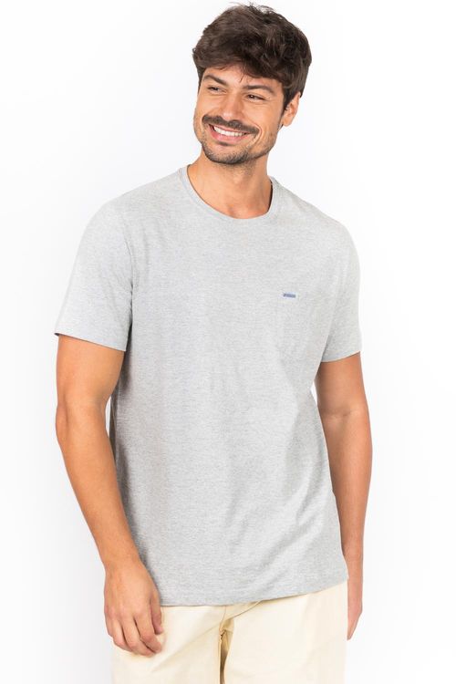 T-Shirt Mescla Com Bolso Cinza