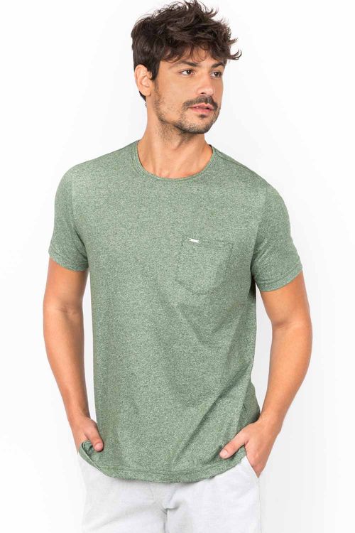 T-Shirt Molinê Com Bolso Verde Escuro