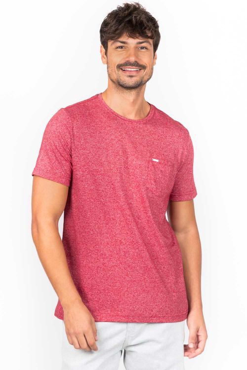 T-Shirt Molinê Com Bolso Vermelho Escuro