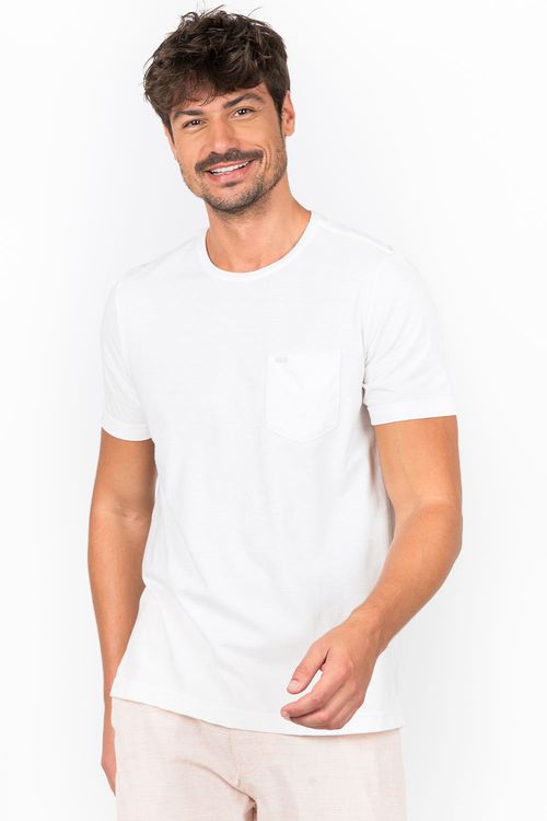 T-Shirt Molinê Com Bolso Cru