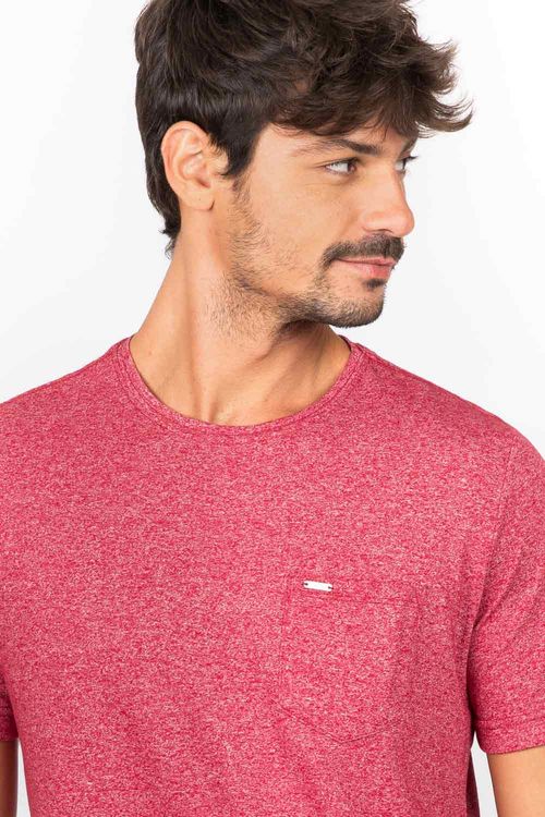 T-Shirt Molinê Com Bolso Vermelho Escuro