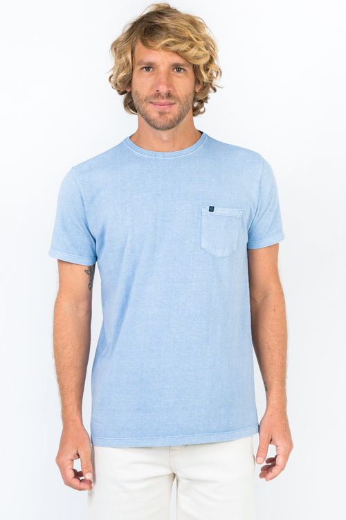 T-Shirt Estonada Com Bolso Azul