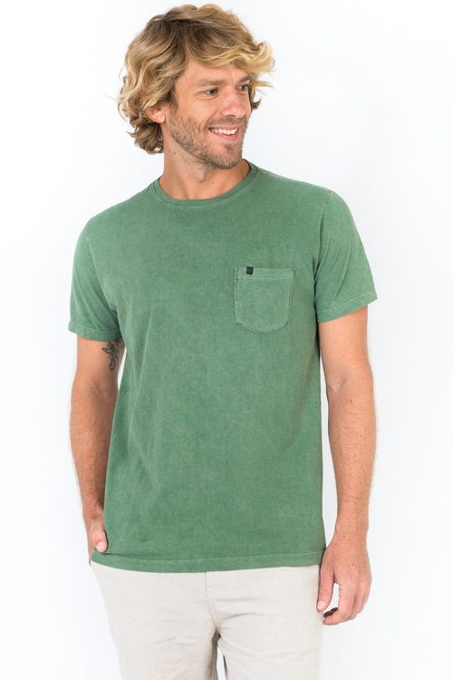 T-Shirt Estonada Com Bolso Verde Militar