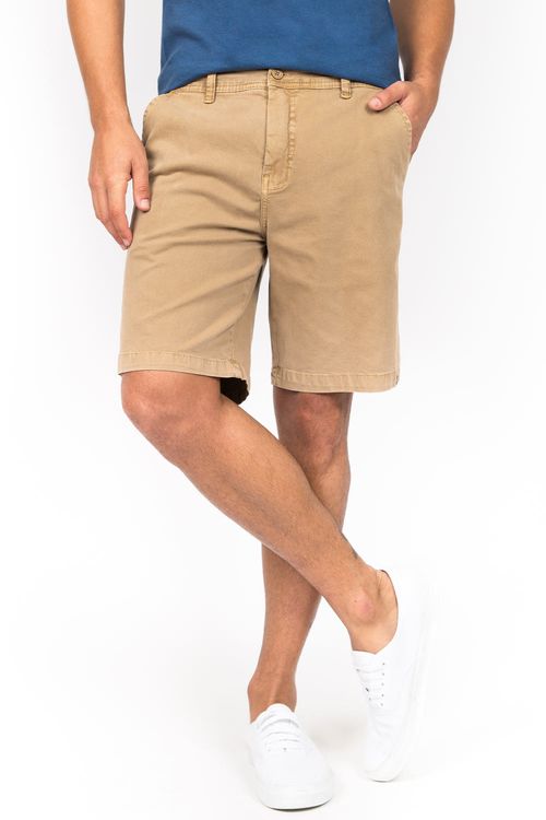 Bermuda Chino Flex Com Cós Elástico Khaki