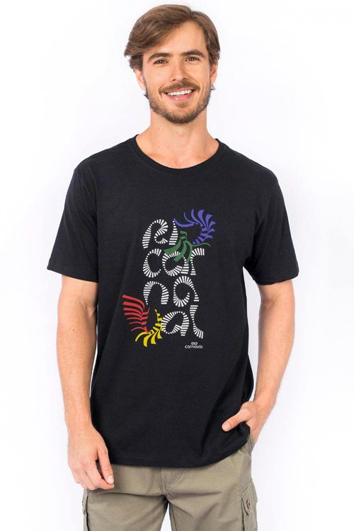 T-Shirt Estampada Rio Carnaval Preta