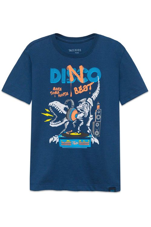 T-Shirt Infantil Estampada Dino Azul Marinho