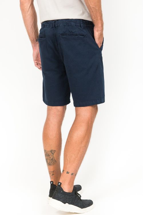 Bermuda Chino Flex Com Cós Elástico Azul Marinho
