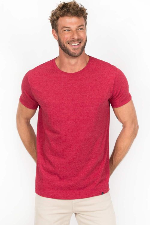T-Shirt Básica Premium Sem Costura Lateral Vermelha Escura