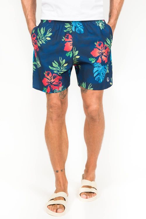 Short Estampado Azul Marinho