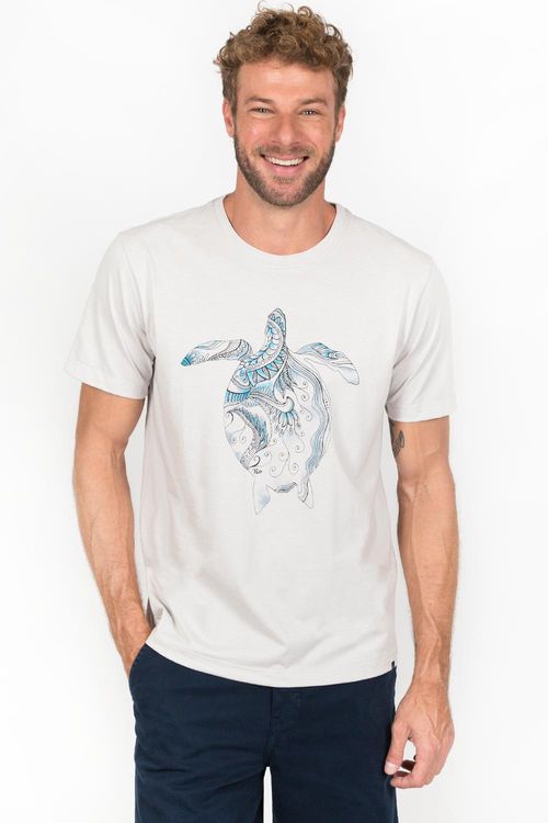 T-Shirt Estampada Tartaruga Cinza