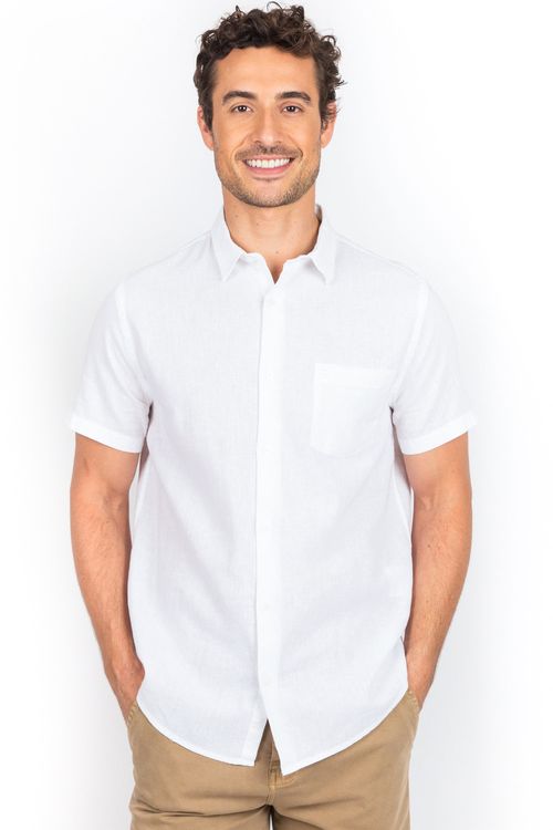 Camisa Manga Curta Com Bolso Branca
