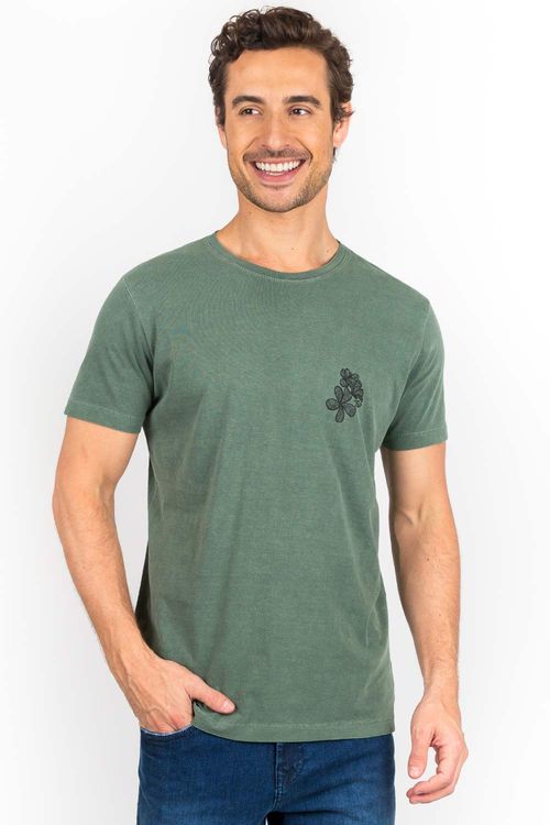 T-Shirt Estampada Flores Verde Verde