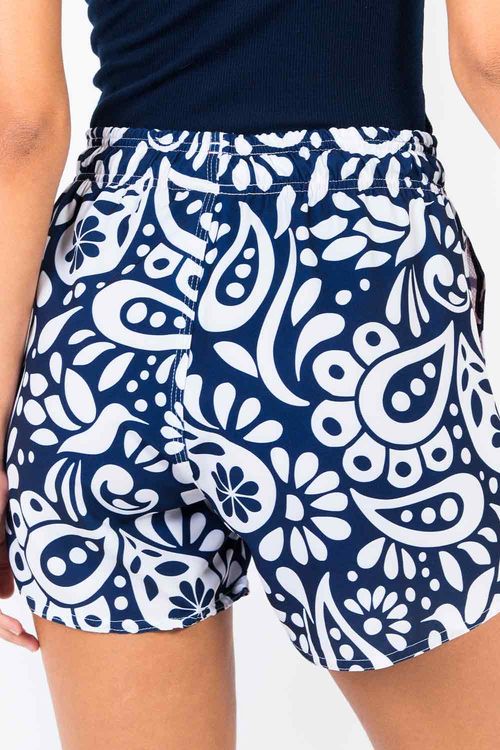 Short Estampado Azul Marinho