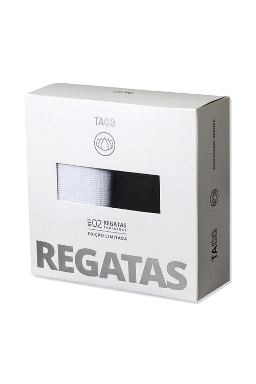 Kit Com 2 Regatas Caneladas Preta/Branca