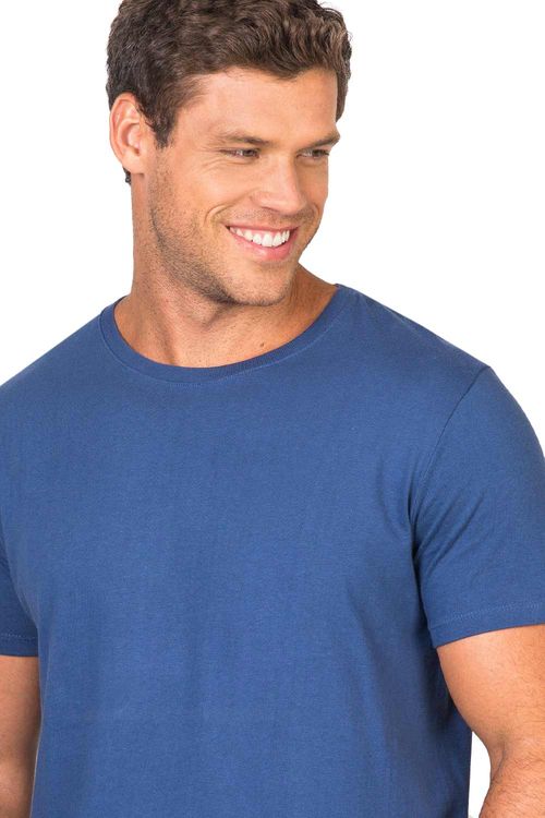 T-Shirt Básica Premium Sem Costura Azul