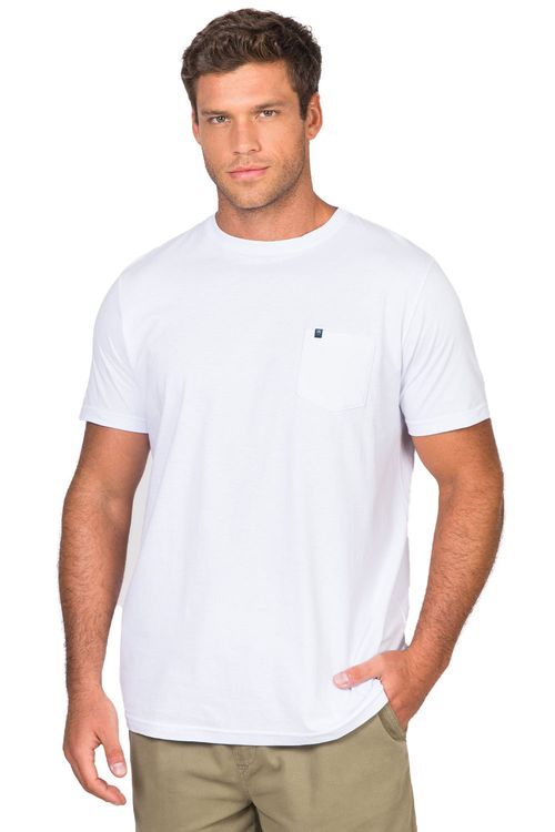T-Shirt Básica De Algodão Com Bolso Branca