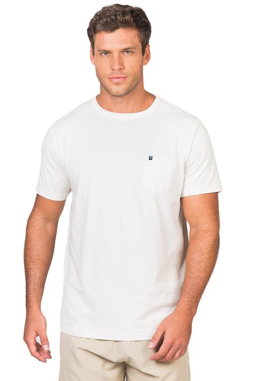 T-Shirt Básica De Algodão Com Bolso Off White