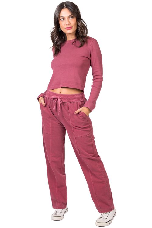 Calça De Moletom Wide Leg Vinho