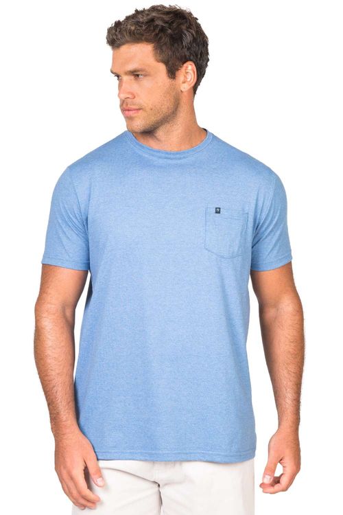T-Shirt Básica Com Bolso Azul
