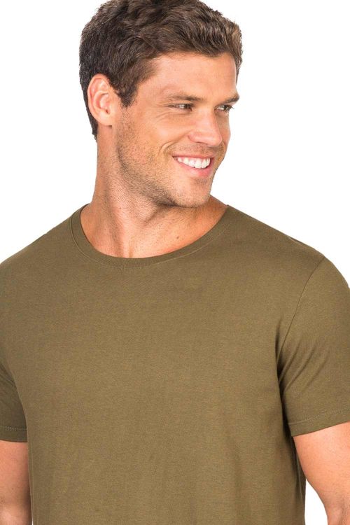 T-Shirt Básica Premium Sem Costura Verde Musgo