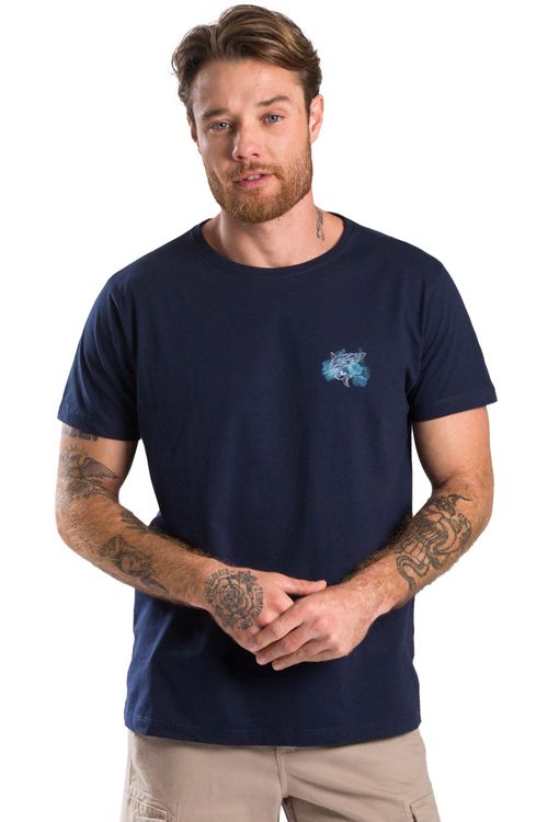 T-Shirt Estampada Shark Azul Marinho