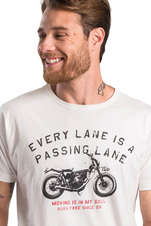 T-Shirt Estampada Moto Off White